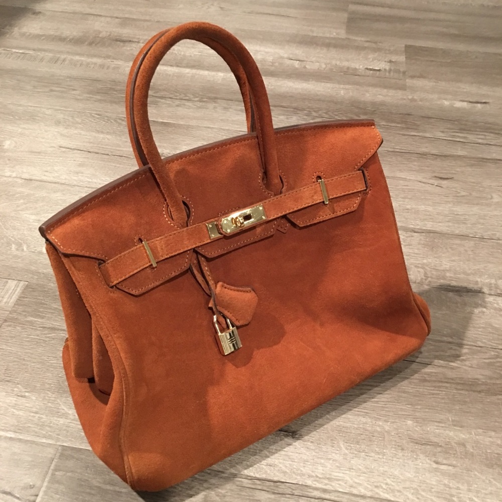 Suede “Birkin” style handbag